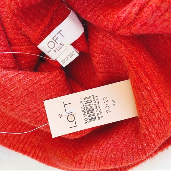 LOFT | Plus Cowl Neck Tunic Sweater Tamale Red New 16/18 20/22 24/26 Christmas - Picture 12 of 13